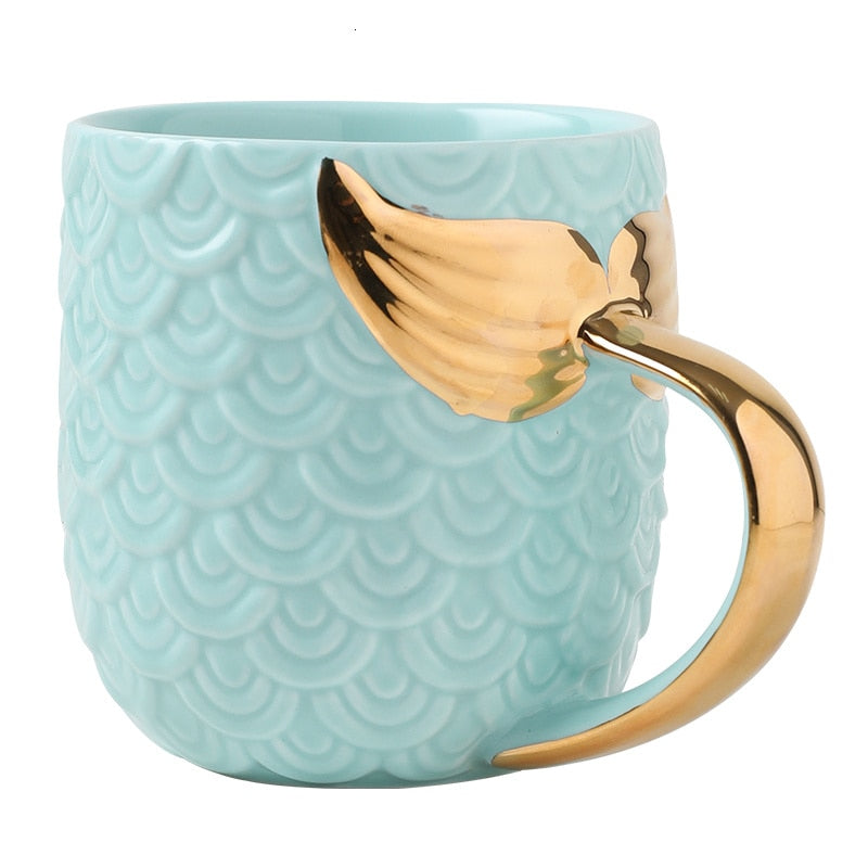 Creative Gold Mermaid Coffee Mug Ceramic Morning Milk Cup