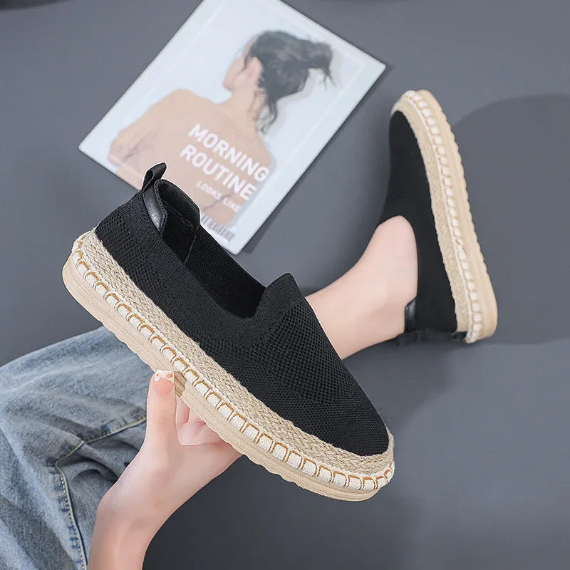 Womens Flat Slip on Canvas Summer Strap Loafers 2024 Ladies Casual Comfort Shoes Female Sneakers for Women