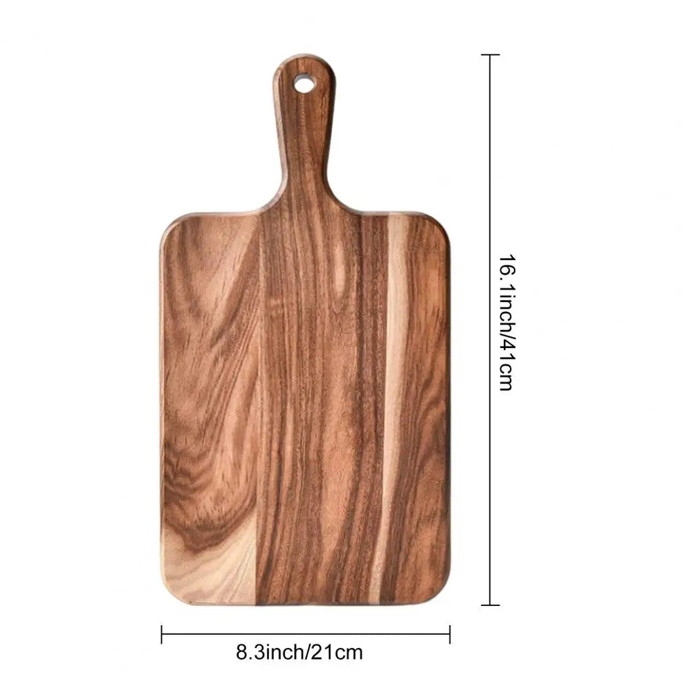 Long Carry Handle Chopping Board Round Cheese Board Versatile Acacia Wood Cutting Board with Handle for Meat Cheese for Kitchen