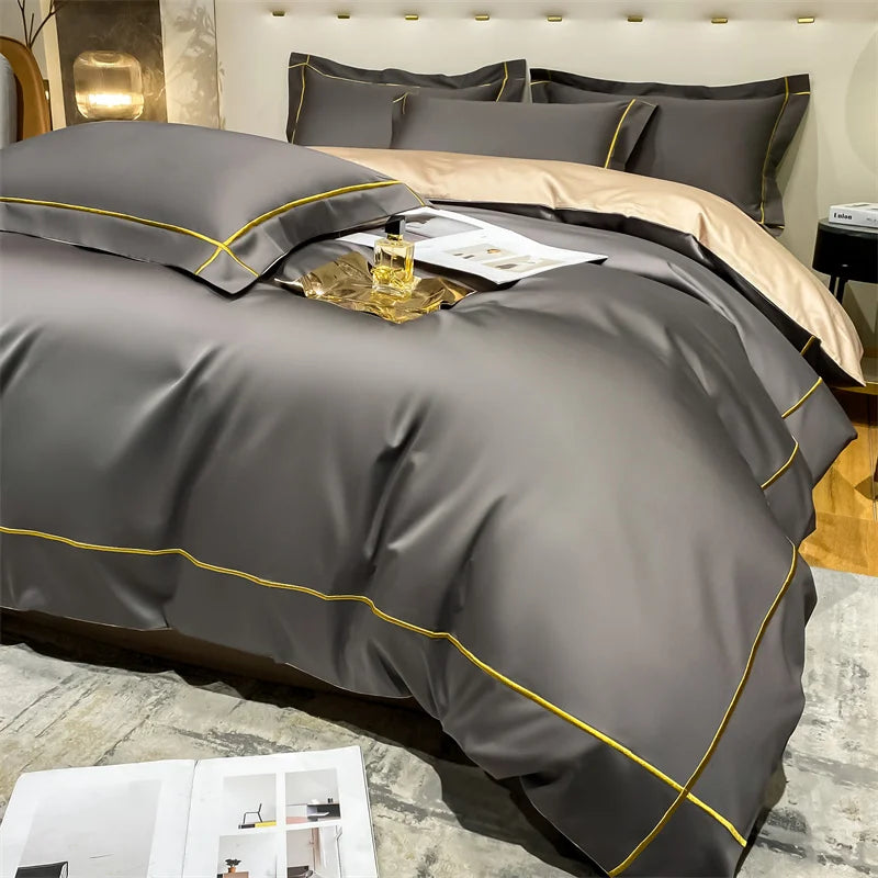 Embroidery Bedding Sets Egyptian Cotton Bed Sheet Set Luxury Duvet Cover Bedsheet Bed Linen Pillowcase 5 Stars Hotel Bedclothes