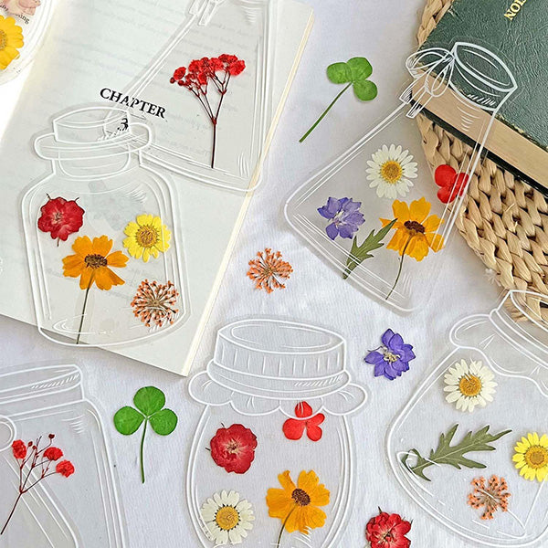 Embossed Flower Clear Bottle DIY Bookmark