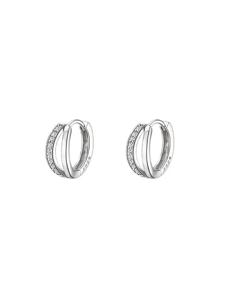 925 Sterling Silver hoop Earrings Temperament Simple Inlaid Zircon for Women Wedding Jewelry Accessories