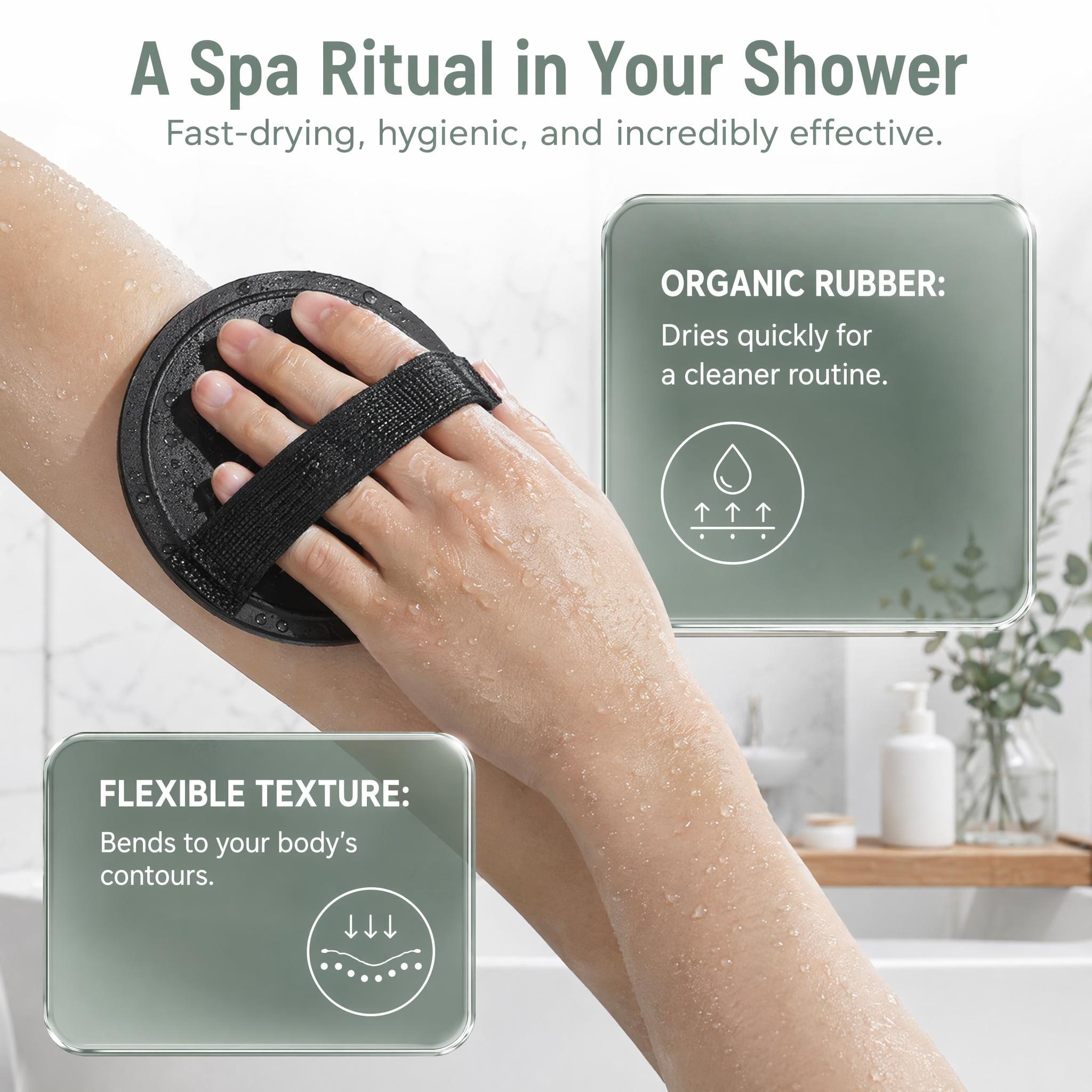Soft Rubber Shower Scrubber, Silicone Body Scrubber for All Skin Types, Exfoliating Bath Tool to Remove Dead Skin & Massage for Men Women(B,2PCS)