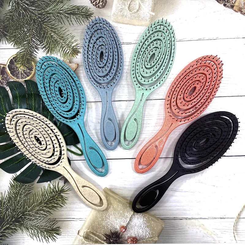 Mint Green Biodegradable Detangling Hairbrush Soft Vent Wet Lightly Pull No Harm Hair Eco Friendly Antistatic Massage Hair Brush