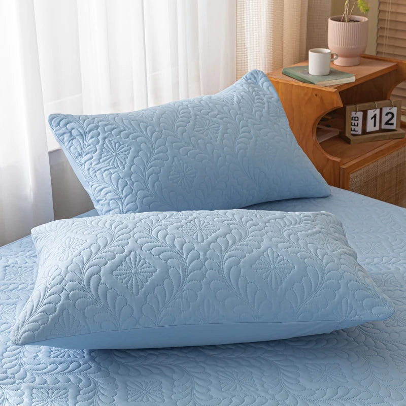 Bonenjoy 1 pc Waterproof Quilted Pillowcase Solid Color Pillow Cover Case 48x74cm Pillowsham