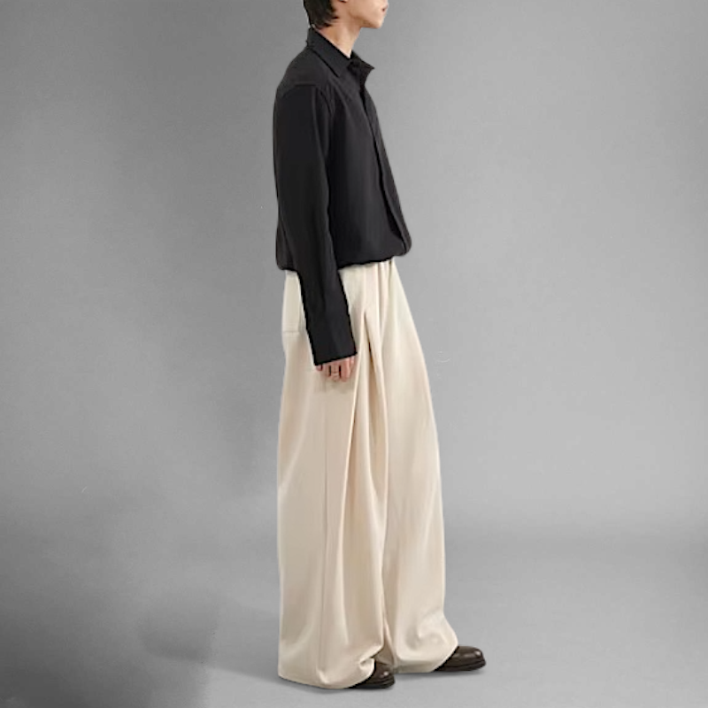 Inverted pleat wide leg jogger