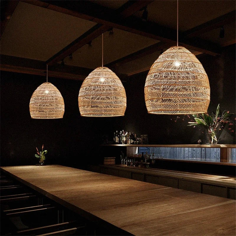 New Chinese Style Rattan Lamp Pendant Light Vintage Hanging Lamp E27 Living Room Dining Room Home Decor Cafe Restaurant Hanglamp