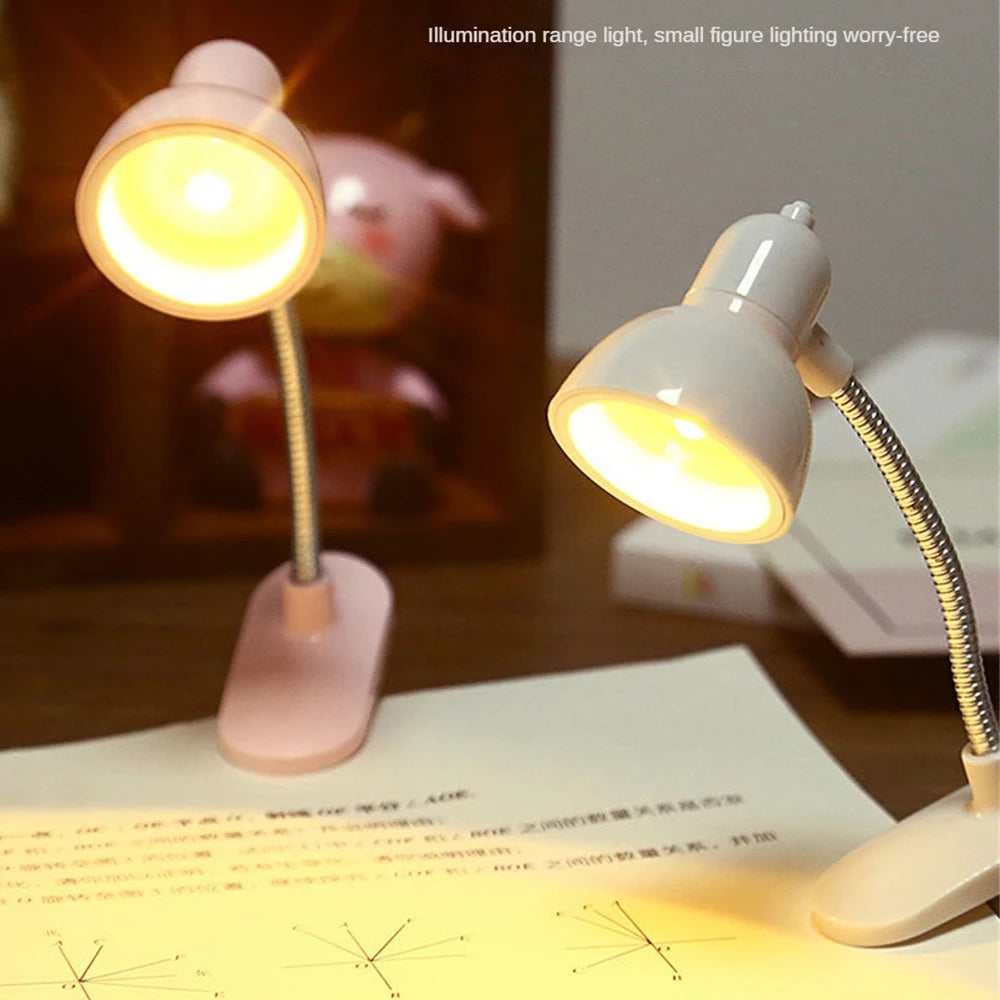 Cute Mini Lamp to Read Book Eye Protection Rotatable Reading Lamp with Clamp Reading Lights for Books Desk Table Bedroom