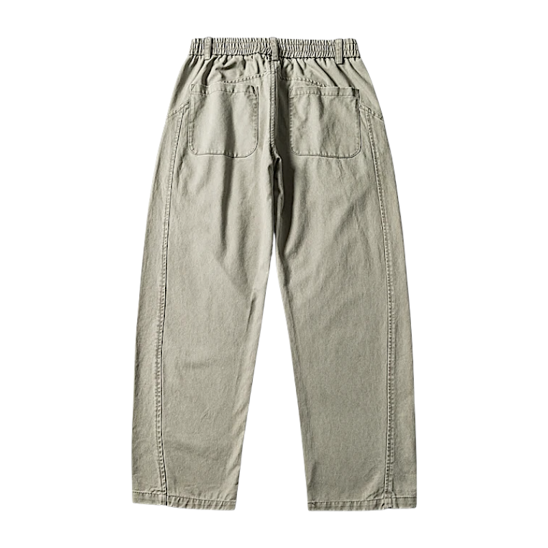 Cotton twill pants with curve seams