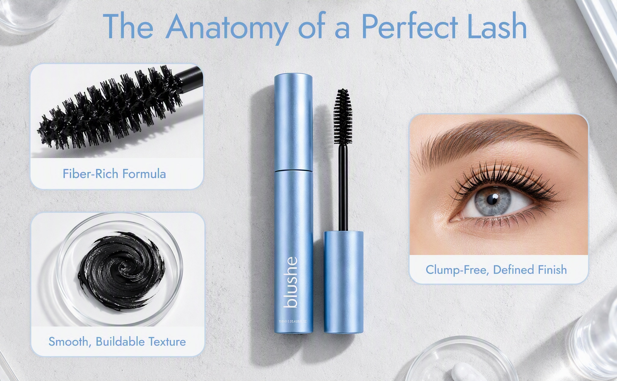 Blushe Mascara With Growth Serum, Blush Korean Mascara Growth Serum, Korean Mascara, Lash Enhancement