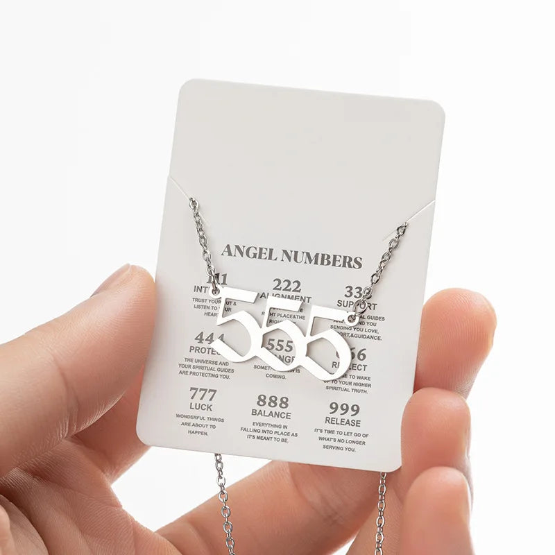 Stainless Steel Angel Number Lucky Numbers Necklaces 111 222 333 444 555 777 888 999 666 000 Pendant Necklace Charms Jewelry