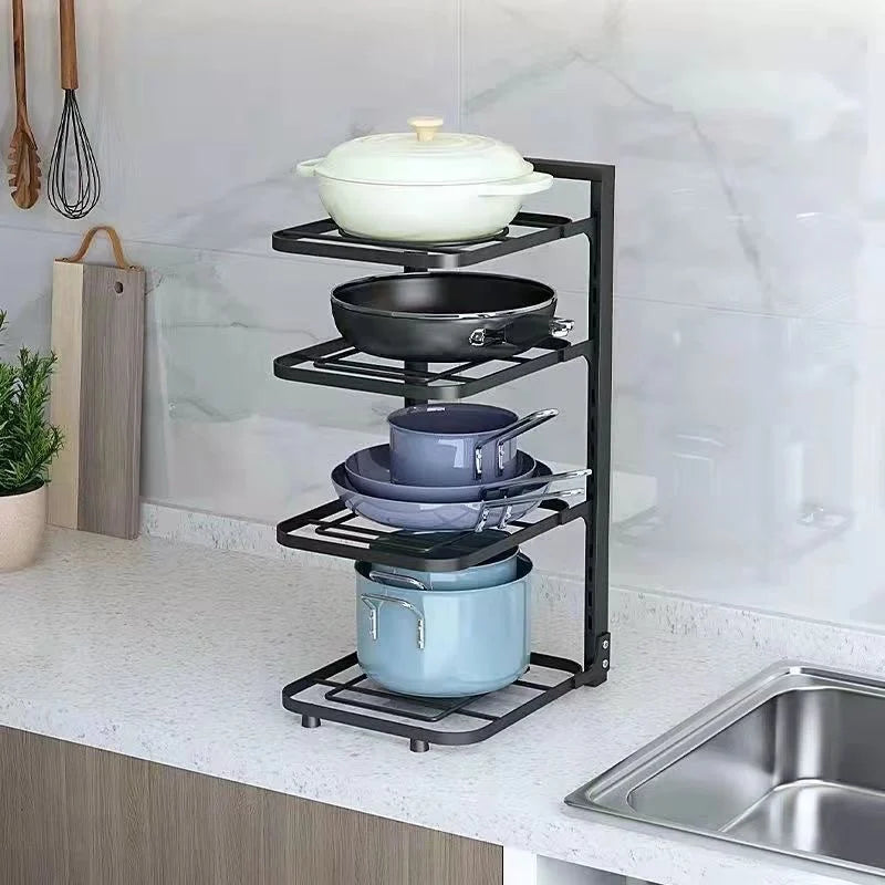 &Adjustable Pot Rack Organizer Cabinet Storage Kitchen Organizer Pot Lid Rack Cookware Holders Home Storage Kitchen Accessories