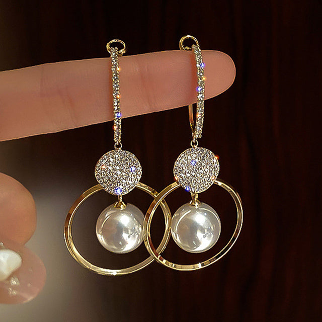 2025 New Korean Style Contracted Heart Pearl Earrings For Women Sweet Flower Zircon Geometric Stud Earring Girl Party Jewelry