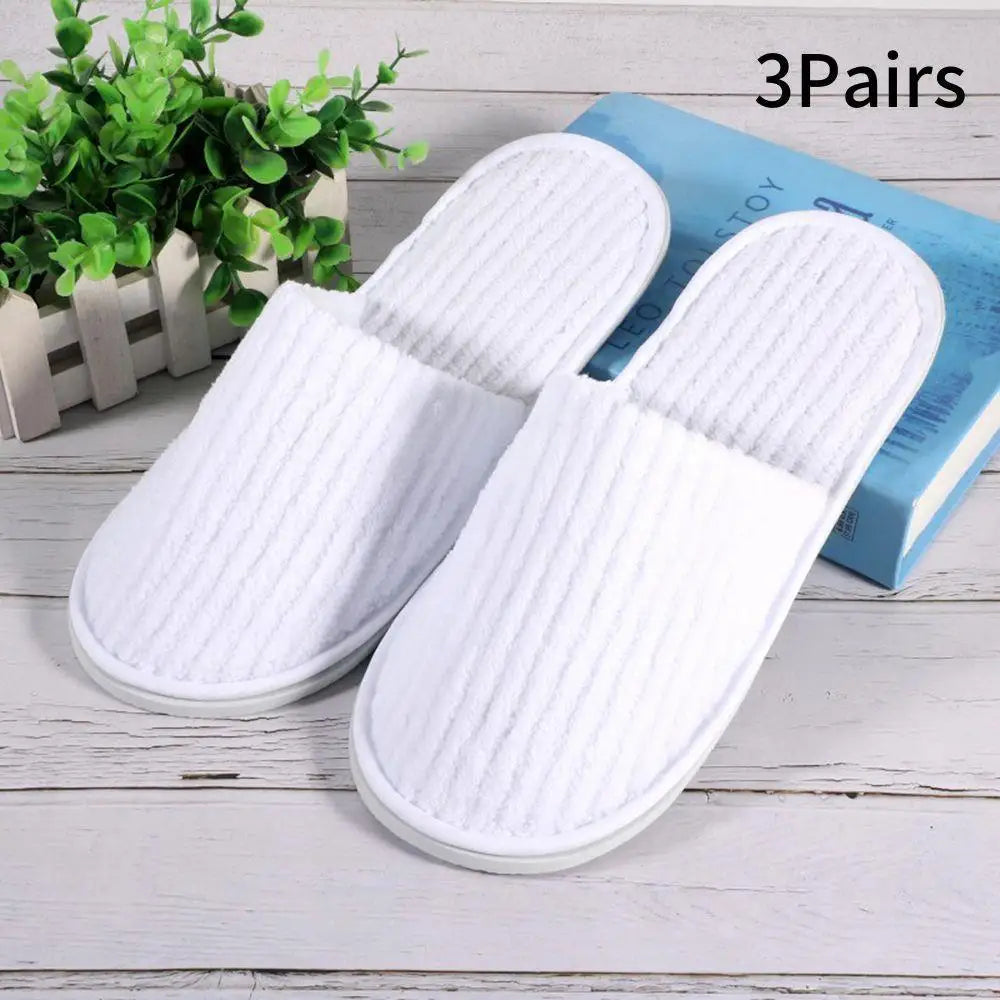 3 Pairs/Set Closed Toe Non-slip Hotel Slippers High Quality Disposable Hotel Bathroom Slippers Indoor Guest Travel Slippers Hot