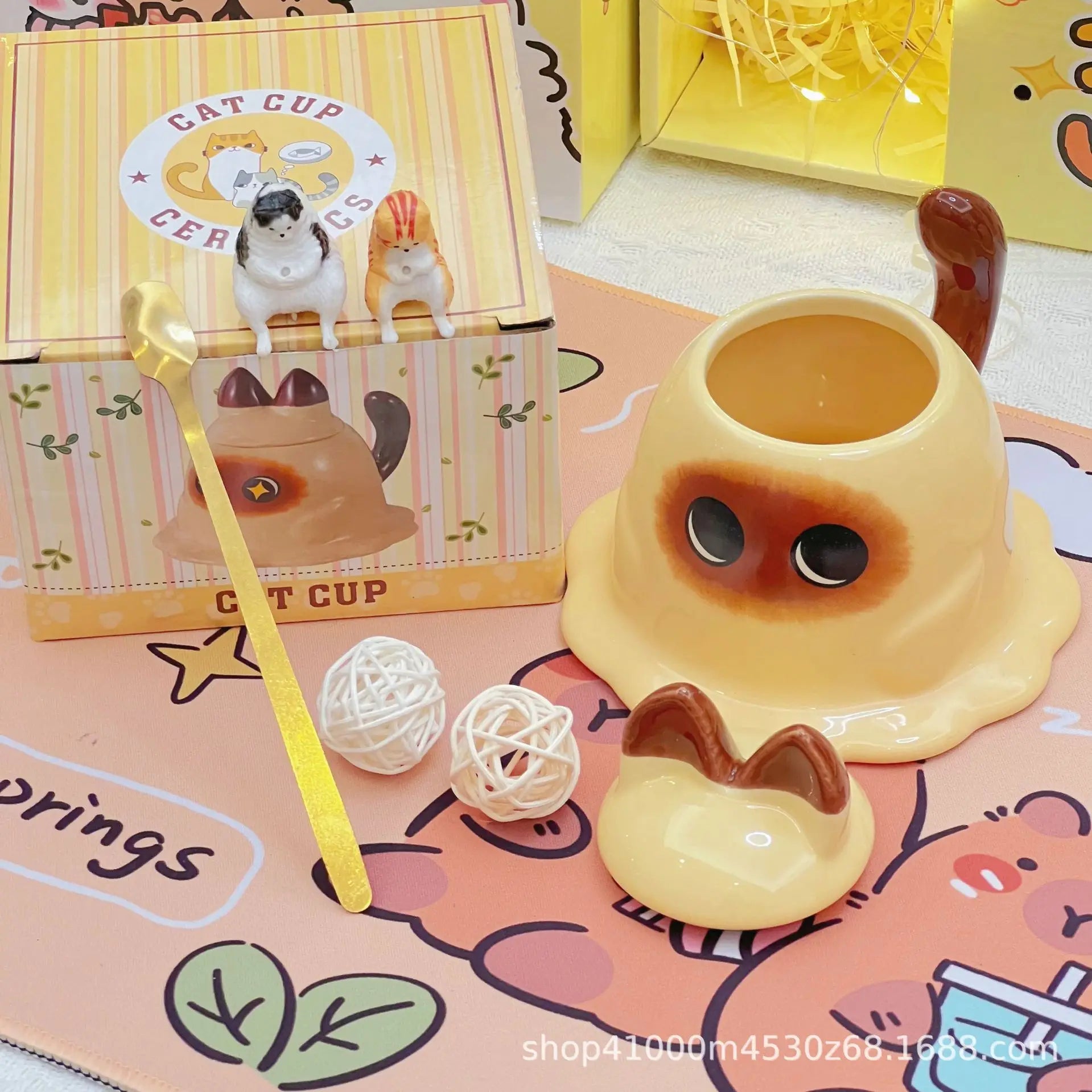 Mug Ceramic cup with lid cup Cute breakfast cup Milk cup coffee cup water cup Birthday gift ceramic cup cute cat