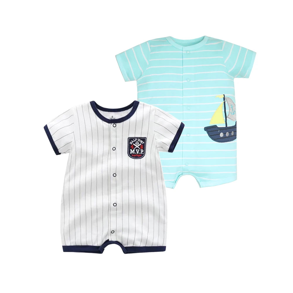 2Pcs/lot Brand Summer Baby Girl Clothes Cotton Jumpsuit Baby Clothing Short sleeve  Infant Boys Clothes 0-24M Baby Rompers