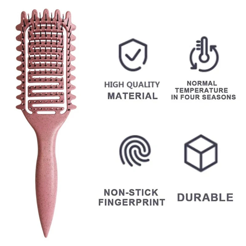 Curl Define Styling Brush Hollow Boar Bristle Detangling Hair Brush Tangled Hair Comb Shaping Defining Curls Hair Styling Tools