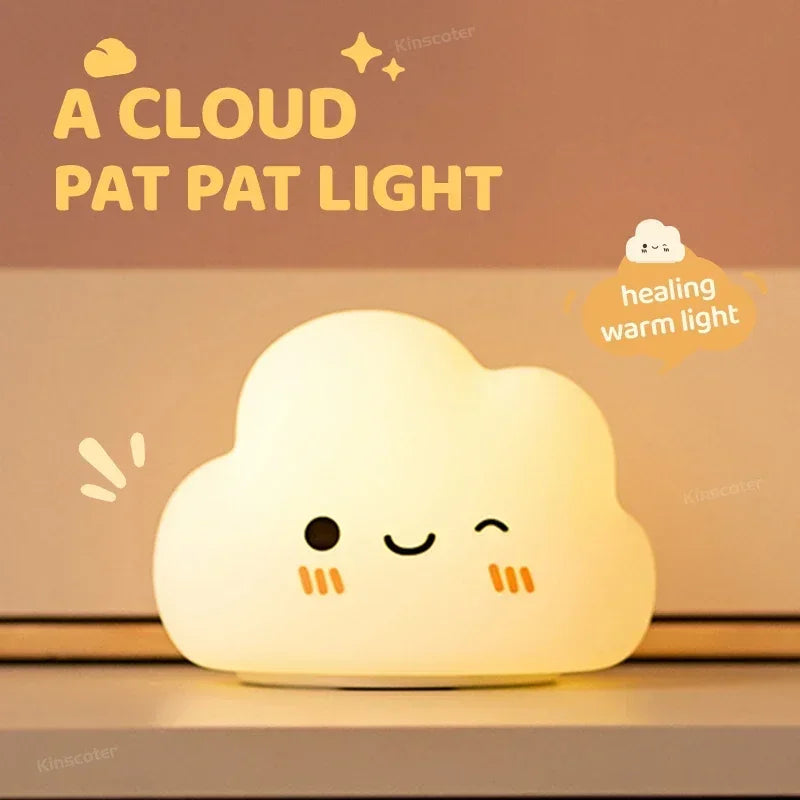 Cloud Night Light for Kids, Adorable Touch Night Lamp Silicone Dimmable LED Rechargeable Bedside Night Lights for Bedrooms