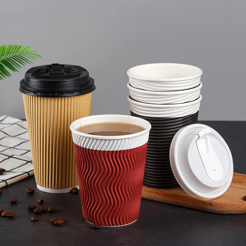 12/16 oz Kraft Paper Disposable Hot Coffee Cup Milk Cup Coke Cup Suitable for Hot/Cold Beverage Party Home Office Paper Cup