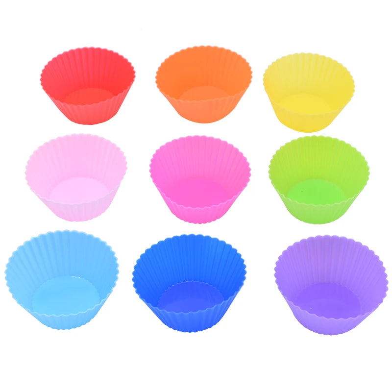 &12pcs/lot Silicone Cake Cup Round Shaped Muffin Cupcake Baking Molds Home Kitchen Cooking Supplies Cake Decorating Tools