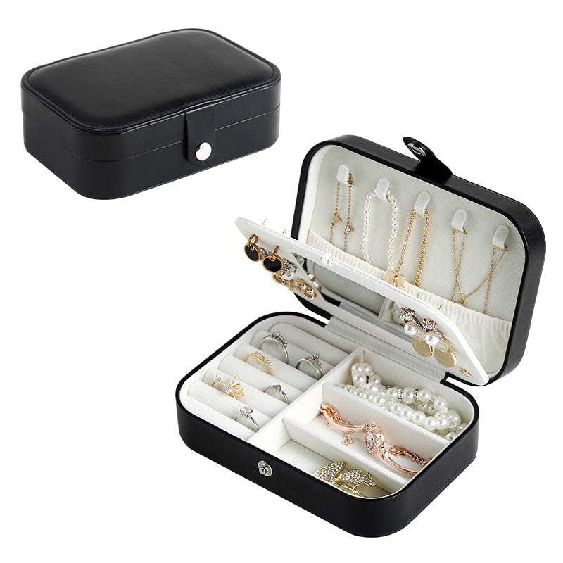 High Quality Jewelry Box Organizer Storage Leather Holder Earrings Ring Necklace Case Protable Jewel Packaging For Gift Display