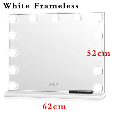 Vanity Makeup Mirror with Lights 17 LED Bulbs 3 Color Lighting Cosmetics for Dressing Bedroom Tabletop White