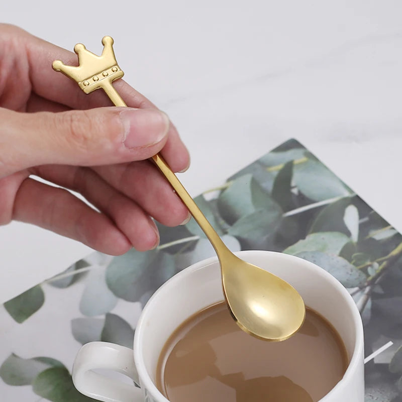 Stainless Steel Crown Spoon Dessert Spoon Bird Nest Spoon Stirring Spoon Creative Souvenir Spoon Coffee Spoon Ice Cream Spoon