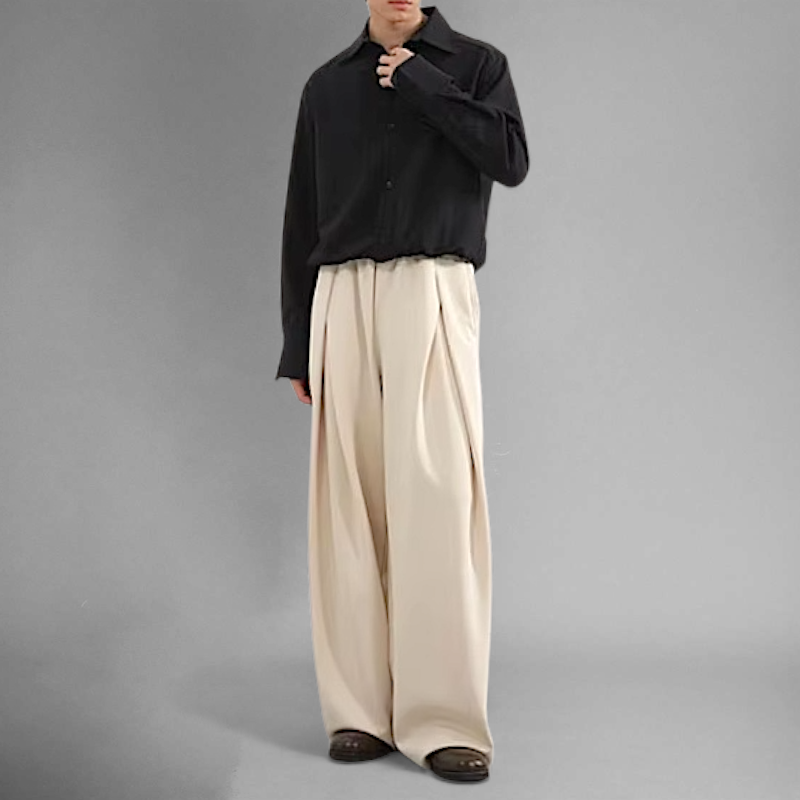 Inverted pleat wide leg jogger