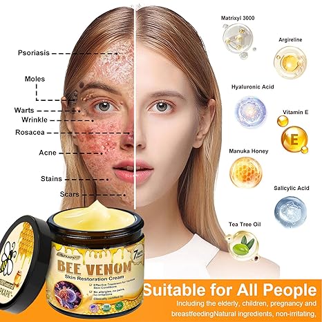Bee venom skin repair cream, advanced firming and anti-wrinkle, professional bee venom skin care cream, natural bee venom comprehensive cream, suitable for all skin types