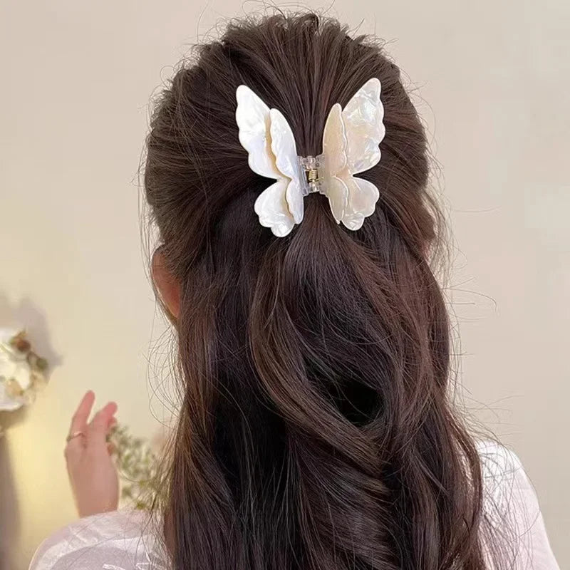 New Fairy Butterfly Hair Claw Acetate Crab Hair Clip Summer Sweet Princess Shark Clip for Women Girl Hairpin Hair Accessories