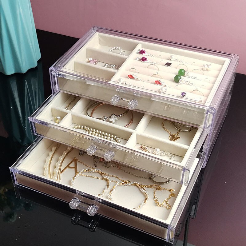 Box Jewelry Storage Box Make-up Organizer Lipstick Stand Earrings Display Stand Drawer Transparent Acrylic