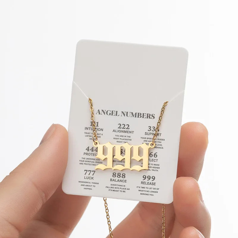 Stainless Steel Angel Number Lucky Numbers Necklaces 111 222 333 444 555 777 888 999 666 000 Pendant Necklace Charms Jewelry