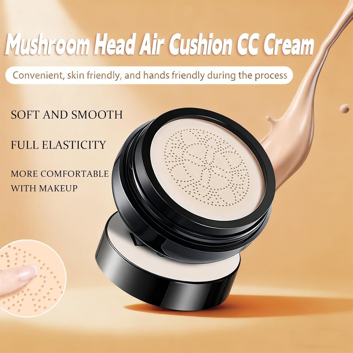 Luvie Glow Foundation Cushion, 2026 New Mushroom Head Air Cushion CC Cream, Luvie Glow Makeup - Moisturizing Concealer Brighten Long-Lasting, Natural BB Cream for All Skin Types