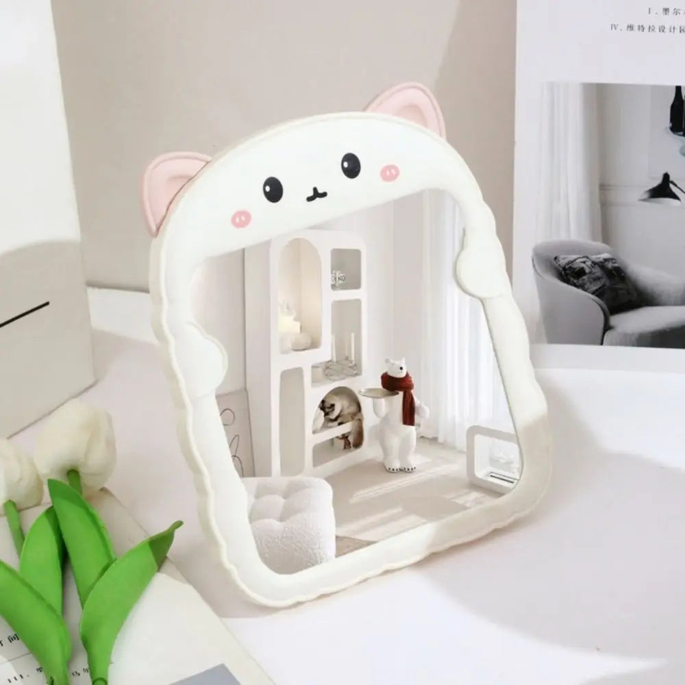 Plastic Cat Dressing Mirror Animal Cute Desktop Makeup Mirror European Style Bread Side Bear Folding Mirror Dressing Table