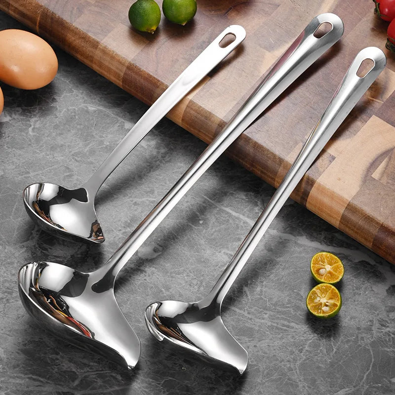 Stainless Steel Duckbill Spoon, Long-handled Sauce Spoon, Thickened Side Mouth, Slanted Mouth, and Crooked Mouth Spoon