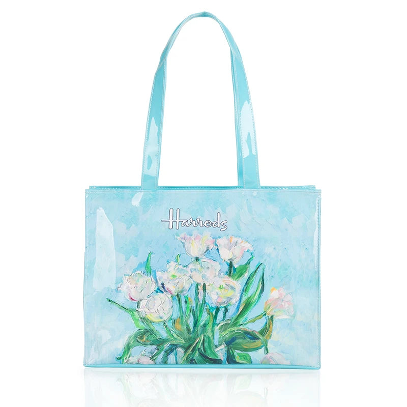 London Style PVC Reusable Shopping Purses Large Eco Friendly Flower Women's Tote Shopper Bag Summer Waterproof Beach Handbag