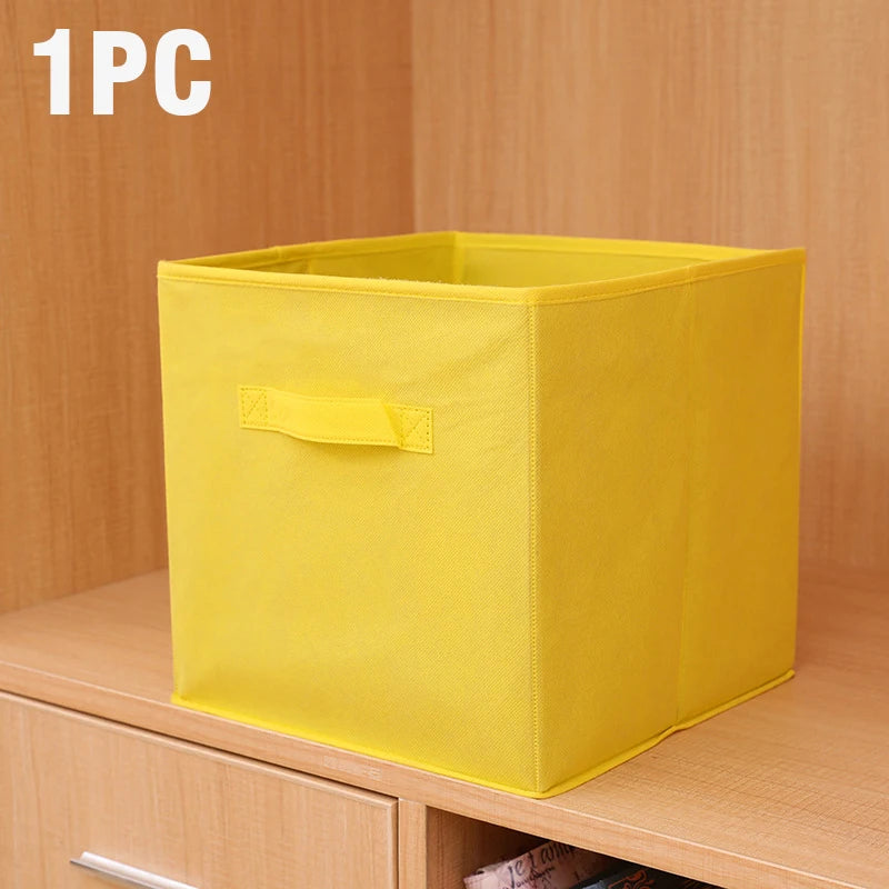 Foldable Fabric Storage box Cube Bins Cloth Organizer storage Baskets Folding Nursery Closet Drawer Features Dual Handles