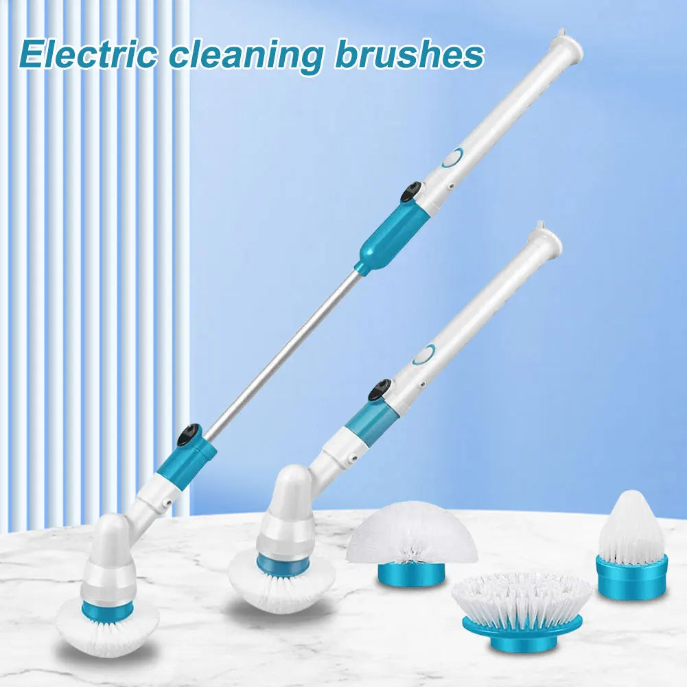 Electric Spin Scrubber Electric Cleaning Brush with Telescopic Rod Electric Rotating Scrub Brush Kitchen Bathroom Cleaning Tools