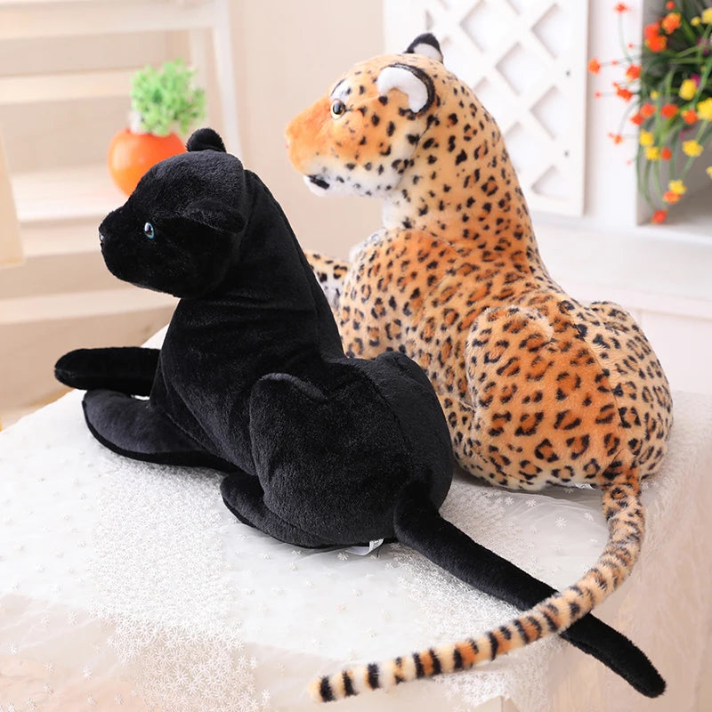 30-120cm Giant Black Leopard Panther Plush Toys Soft Stuffed Animal Pillow Animal Doll Yellow White Tiger Toys For Children