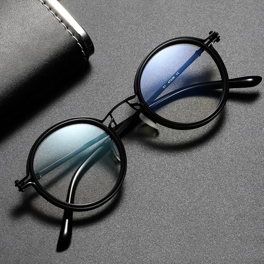 Retro Round Anti Blue Light Glasses Men Women Office Computer Goggles Metal Frame Fashion Optical Myopia Eyewear Read Eyeglasses
