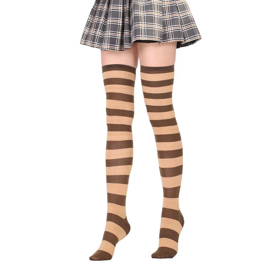 JK Woman Cosplay Stockings Orange Black Strips Lolita Long Socks Over Knee Thigh High Socks Women Compression Socks