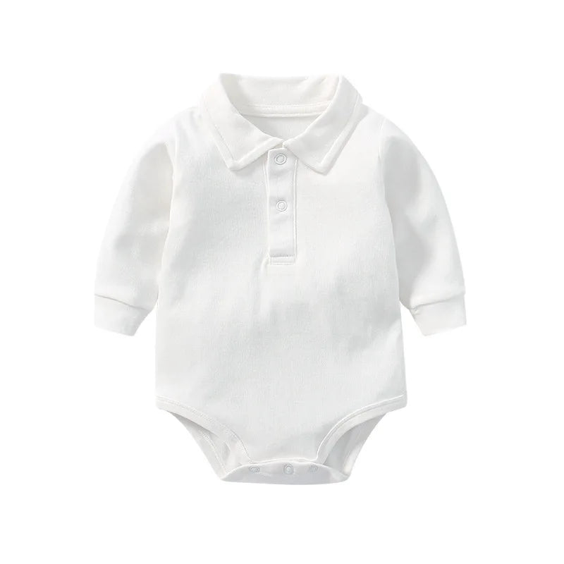 Newborn Baby Clothing Boys Polo Shirt Long Sleeve 100%Cotton Bodysuit 0-24 Months Spring&Autumn Solid Color Toddlers Baby Romper
