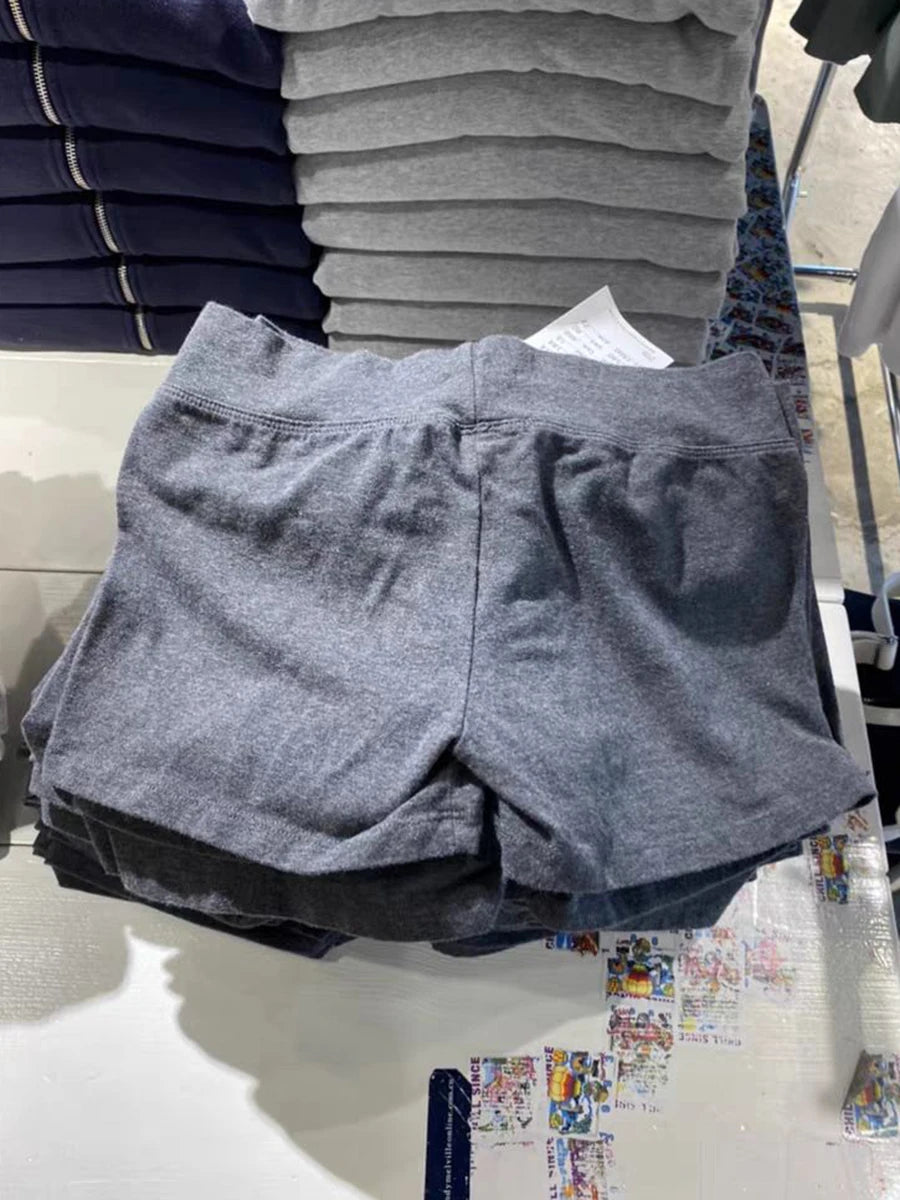 Gray Simple Sweatshort Woman Summer High Waist Slim Straight Short Pants Casual Vintage Sport Box Pants Y2k Baisc Bottom Clothes