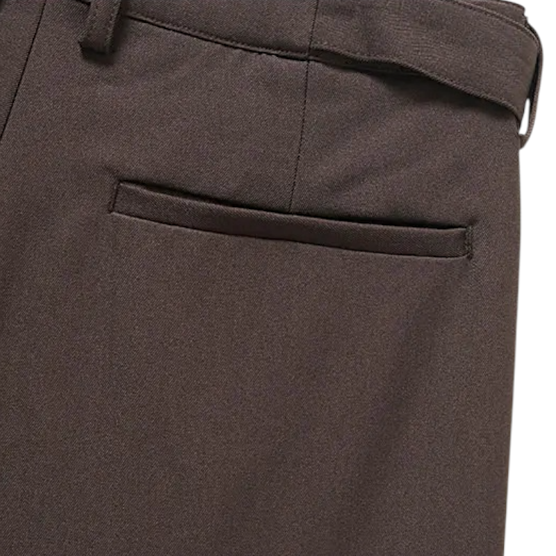 Pleated straight leg trousers with self belt