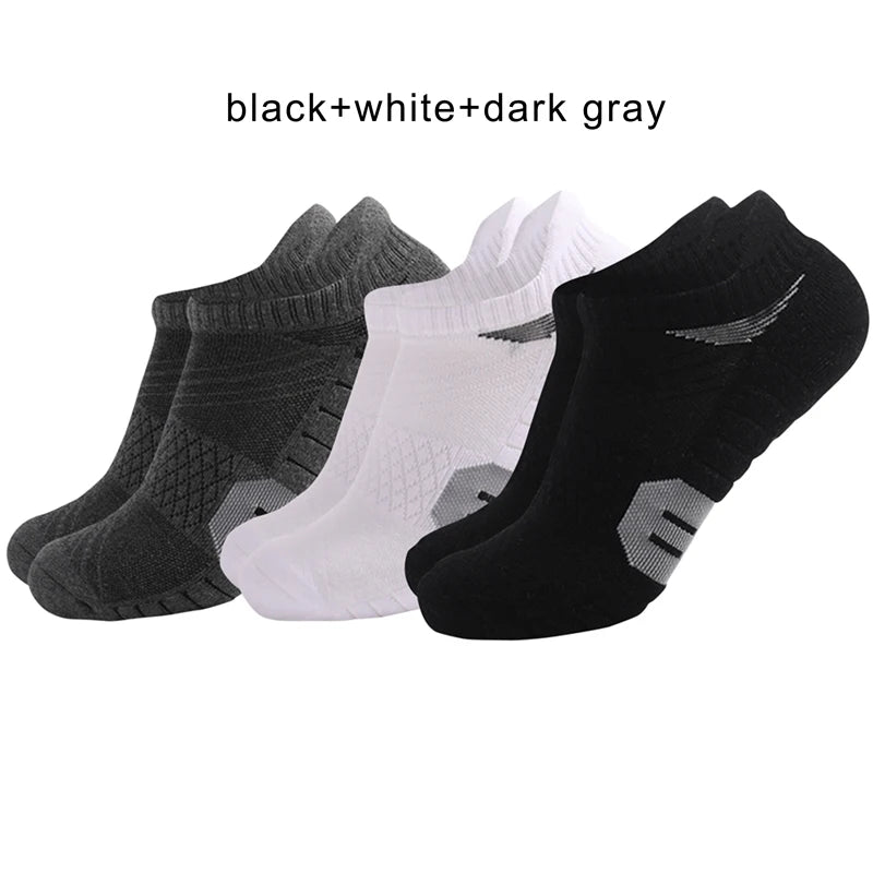 3 pairs Men's XL Running Socks Thick Wear-Resistant Absorbent Deodorant Outdoor Hiking Sports Ankle Socks