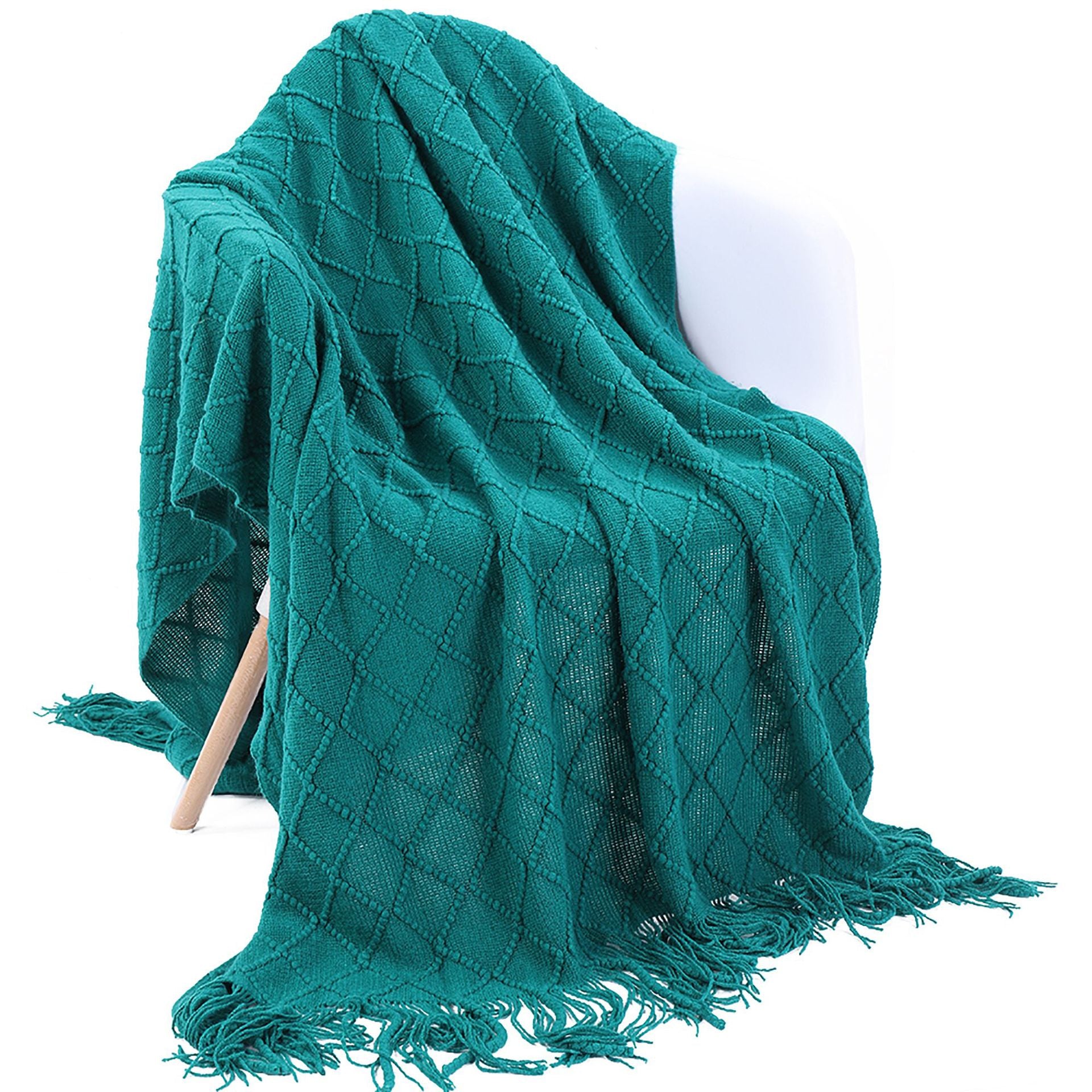 Tassel Sofa Cover Solid Color Knitted Blanket