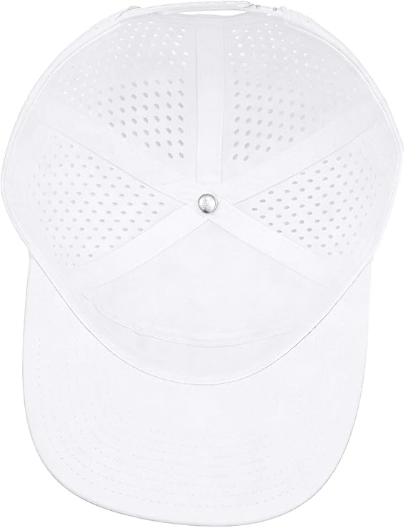 LUCKYSONG Flat Brim Adjustable Performance Hat, Performance Snapback Hats for Men Women Black