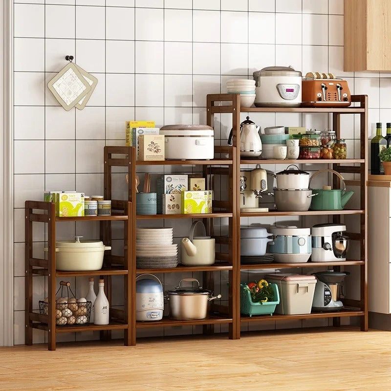 Kitchen shelf, floor standing multi-layer product collection, household pot seasoning shelf, fruit and vegetable bowl and dishs