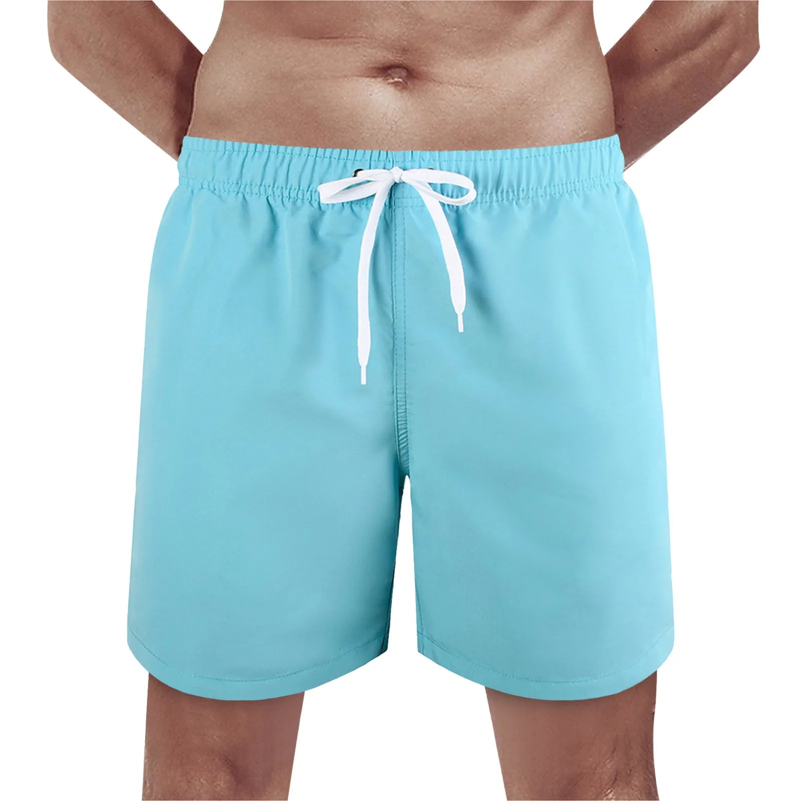 Summer Men'S Beach Shorts Fashion Solid Pocket Shorts Fitness Quick Dry Swimwear Beach Drawstring Breechcloth Bottoms 2024