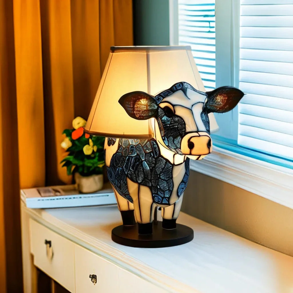 Animal Cow Table Lamp Creative Resin Decorative Lamp Bedroom Ornament